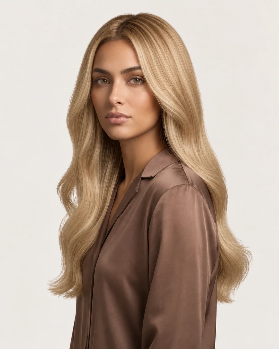 Dani Steel™ shade 18/613 shown on long hair extensions.