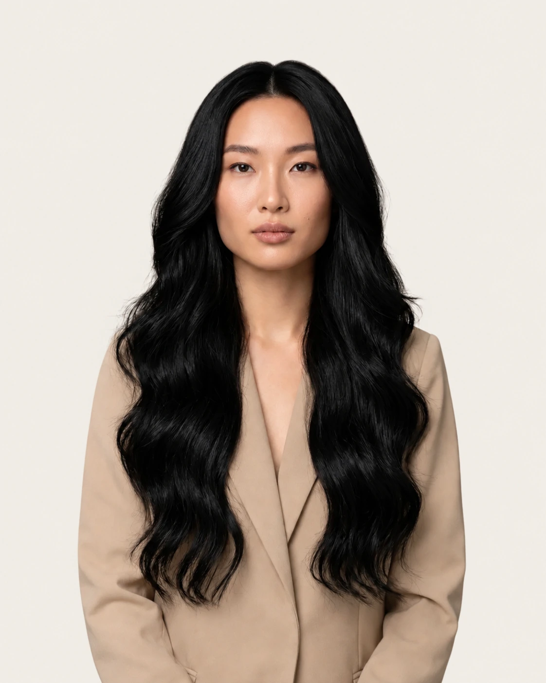 Dani Steel™ shade 1 Obsidian shown on long hair extensions.
