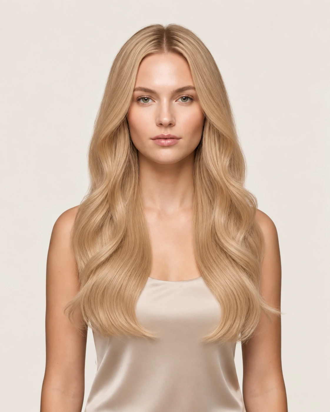 Dani Steel™ shade 24 Natural Pearl shown on long hair extensions.