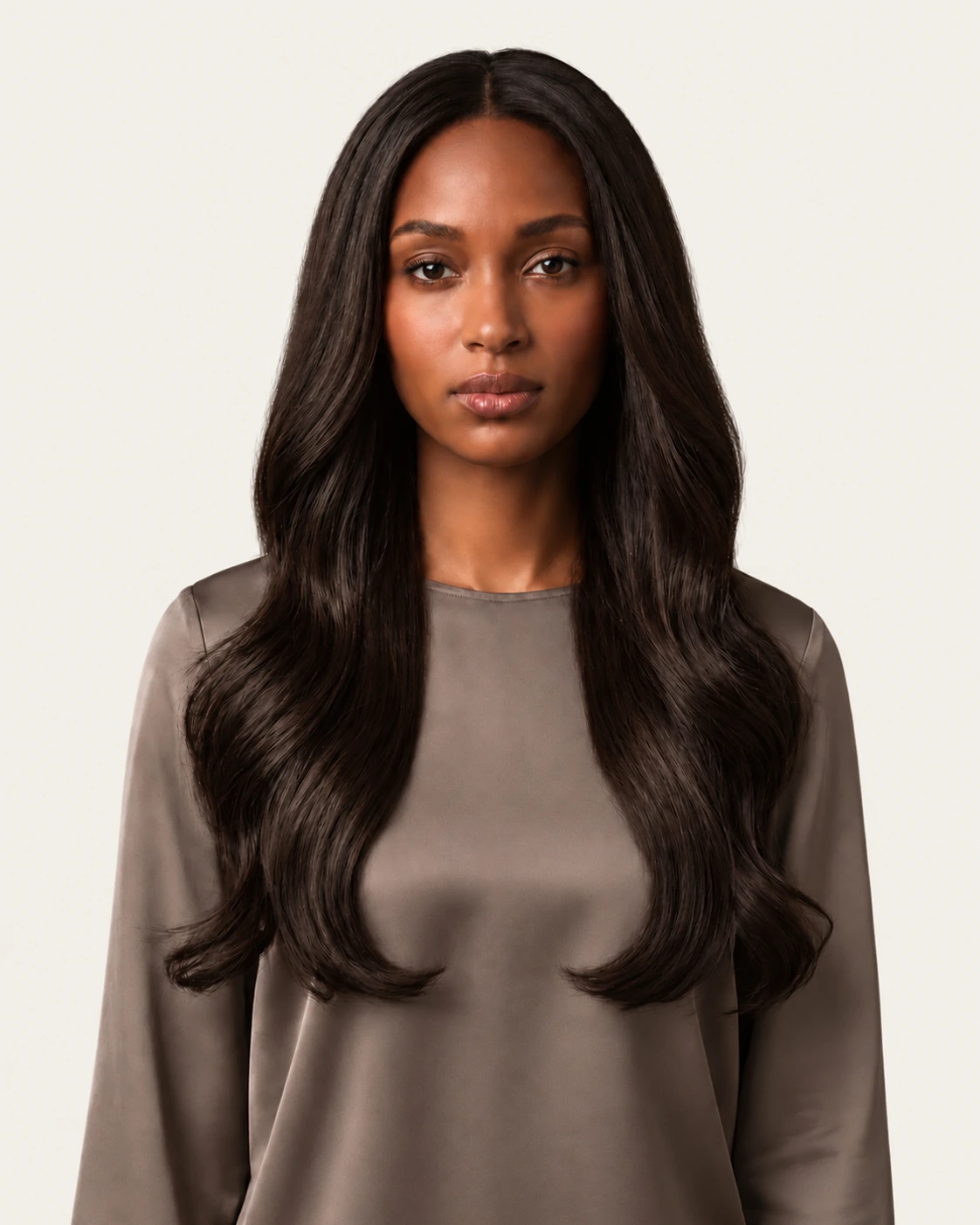 Dani Steel™ shade 2A Soft Espresso shown on long hair extensions.