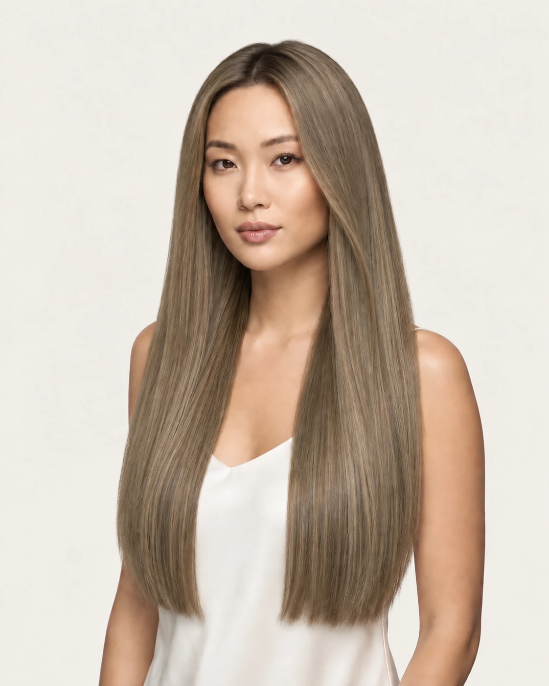 Dani Steel™ shade 40A Soft Moss shown on long hair extensions.