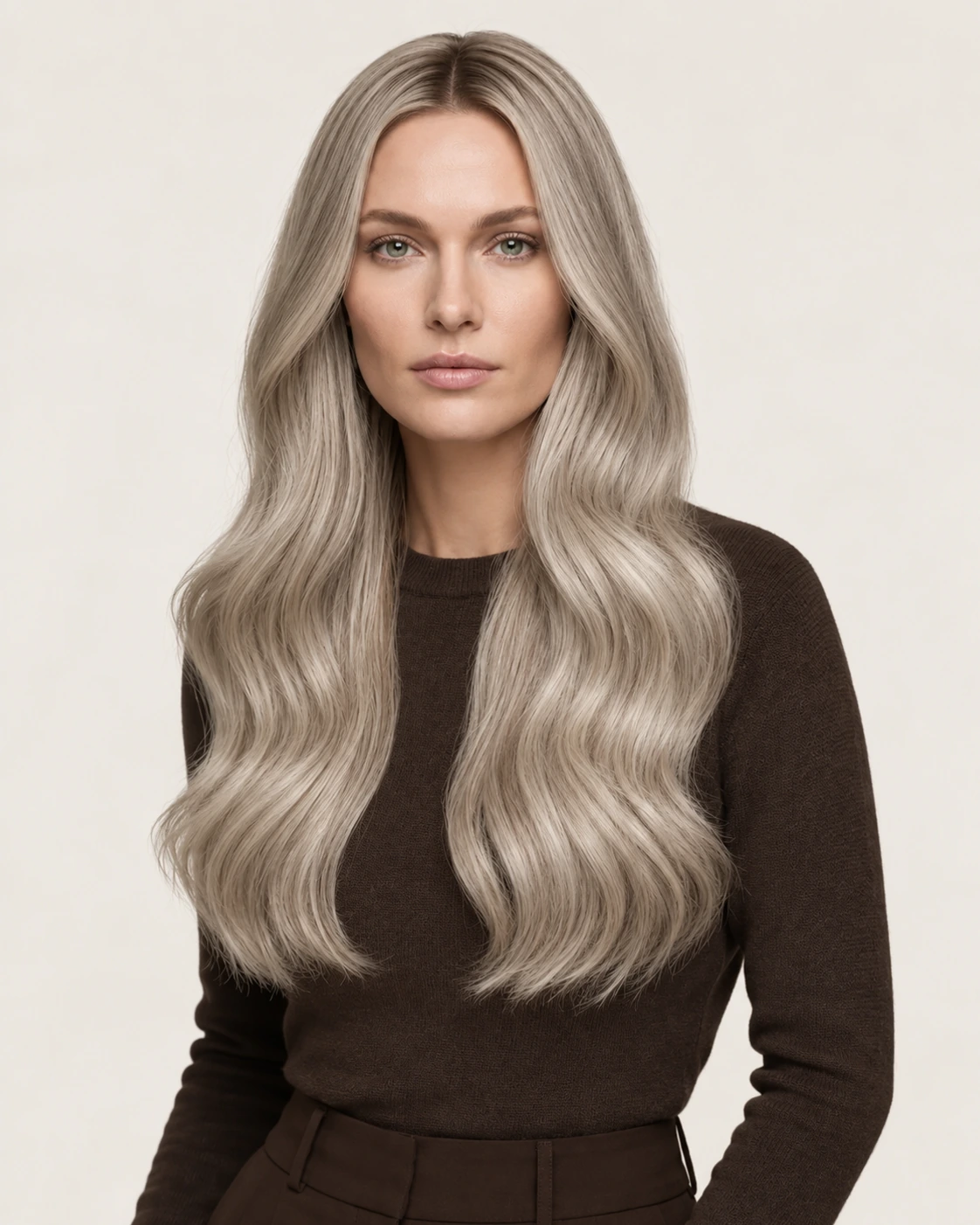 Dani Steel™ shade 7A/60A Cashmere Balayage shown on long hair extensions.