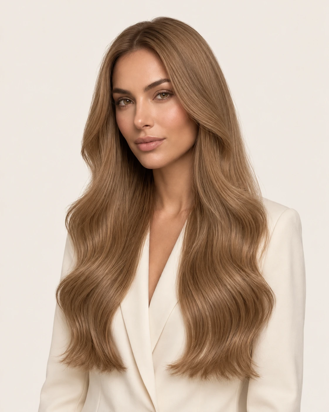 Dani Steel™ shade 8A Cool Sand shown on long hair extensions.