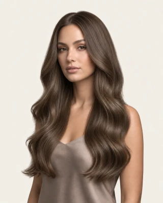 Dani Steel™ shade 40 Premium Tobacco shown on long hair extensions.
