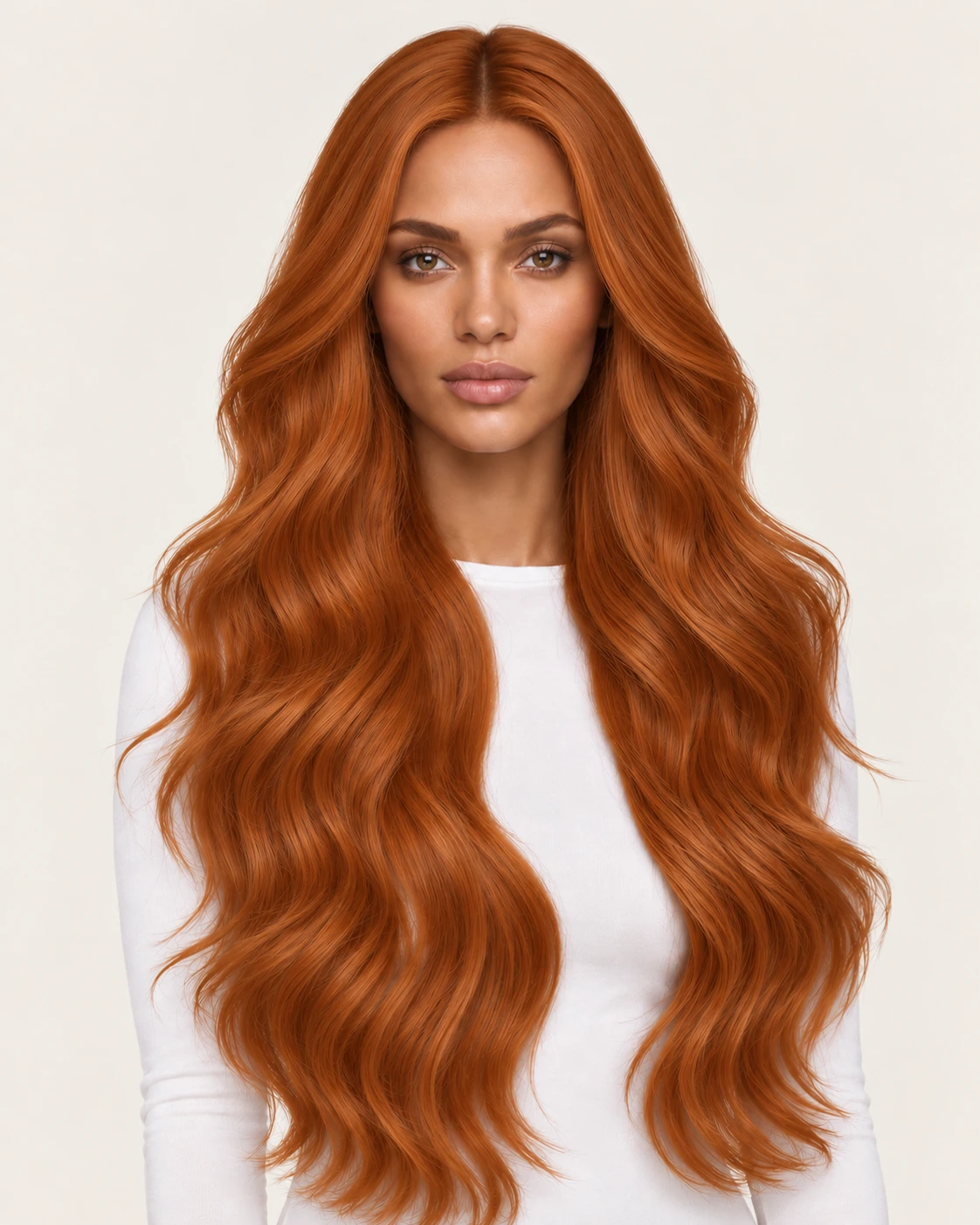 Dani Steel™ shade Sunset Orange shown on long hair extensions.